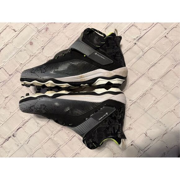 Under Armour Men's Size 13 Highlight Hammer MC Football Cleats Black Neon Yellow - Picture 10 of 14